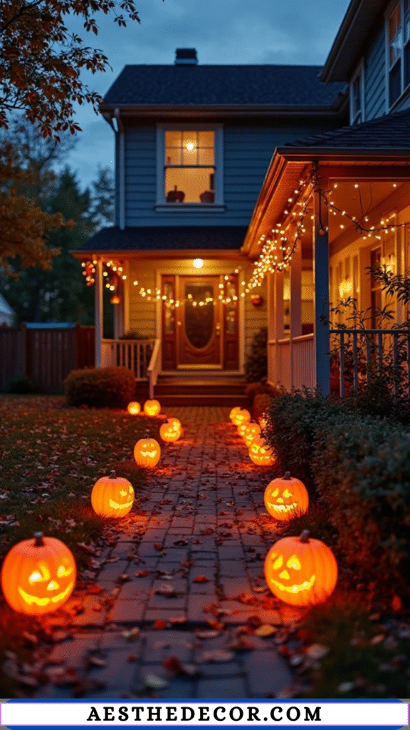 16 Spooky Halloween Lighting Ideas for Every Space 11 Pathway Lights for Trick-or-Treaters
