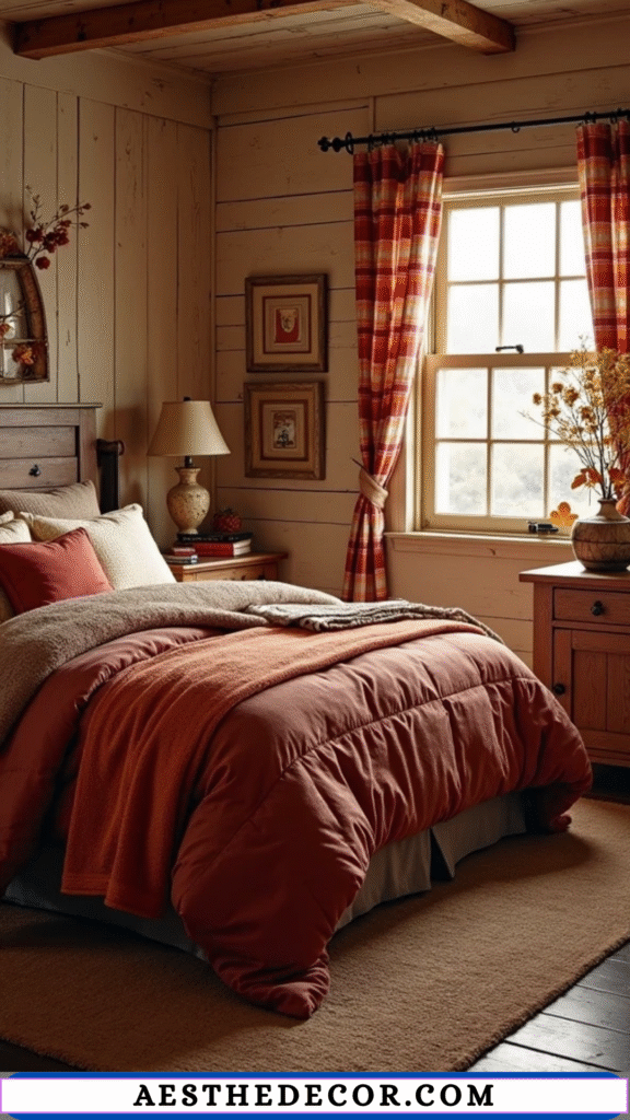 15 Cozy Fall Farmhouse Bedroom Decor Ideas 6 Plaid and Checkered Patterns