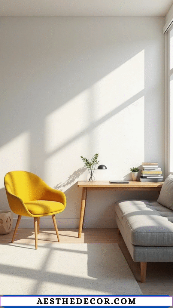 24 Minimalist Living Room Office Combo Ideas 14 Pop of Color