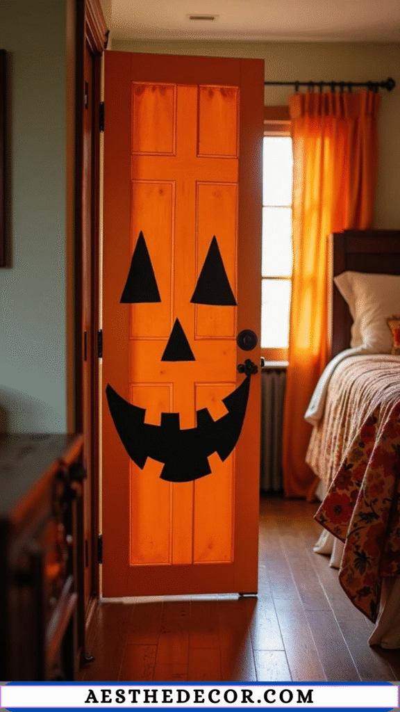 16 Creative DIY Halloween Bedroom Door Ideas for Kids 2 Pumpkin Face Door