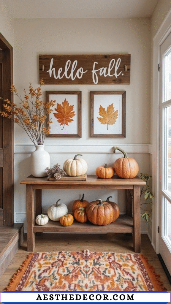 15 Cozy Fall Entryway Decor Ideas to Welcome the Season 6 Seasonal Wall Art