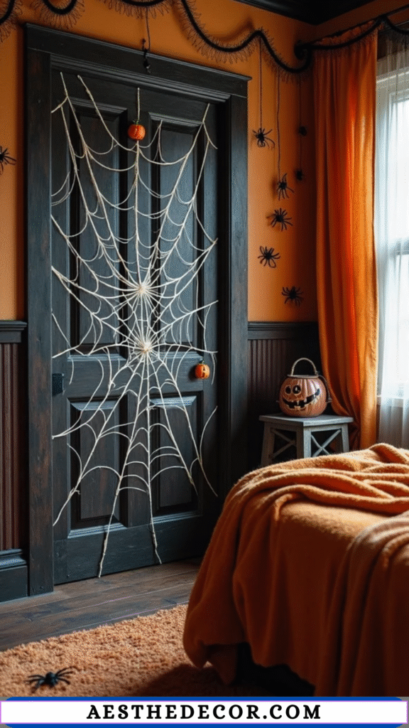 16 Creative DIY Halloween Bedroom Door Ideas for Kids 7 Spider Web Door