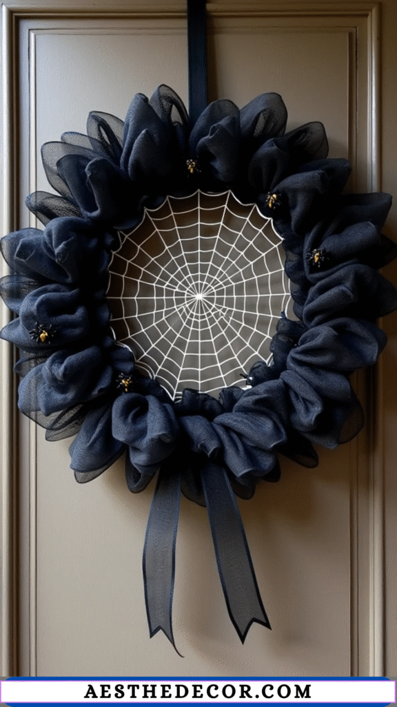 17 Spooky and Fun Halloween Dollar Tree Wreath Ideas 5 Spider Web Wreath