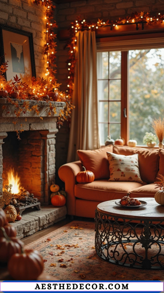 19 Fall Living Room Decor Ideas for a Cozy Home 30 String Lights