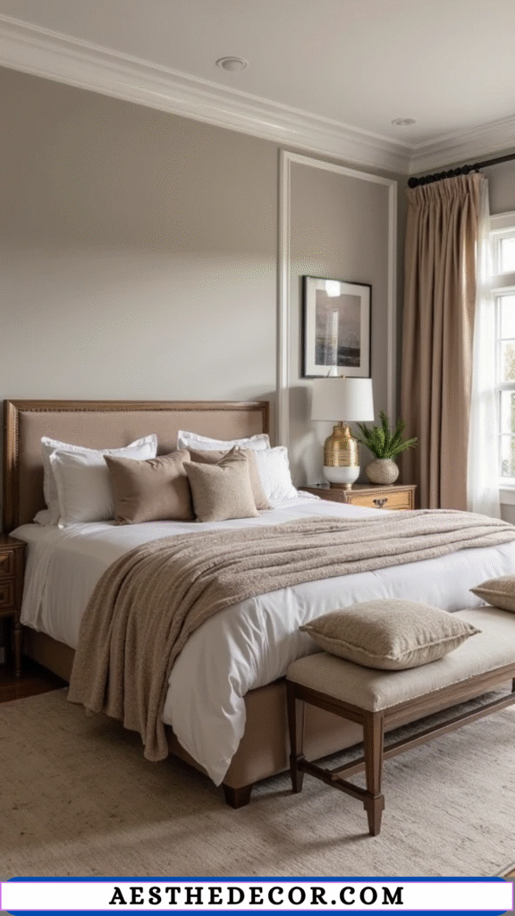 20 Modern Master Bedroom Color Combinations You’ll Love 14 Two-Tone Grey & Taupe Walls
