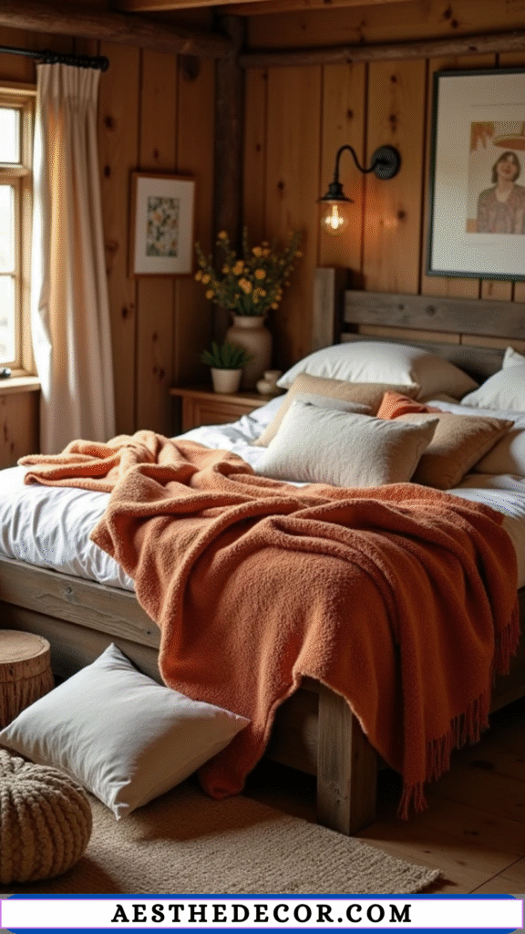 15 Cozy Fall Farmhouse Bedroom Decor Ideas 2 Warm Textiles and Throws