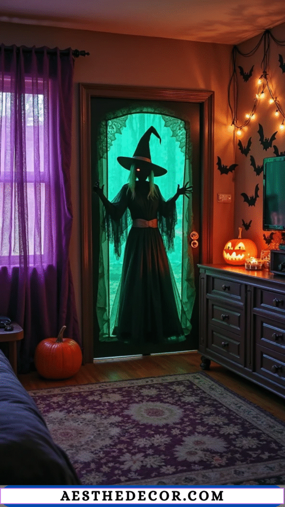 16 Creative DIY Halloween Bedroom Door Ideas for Kids 8 Witch Door