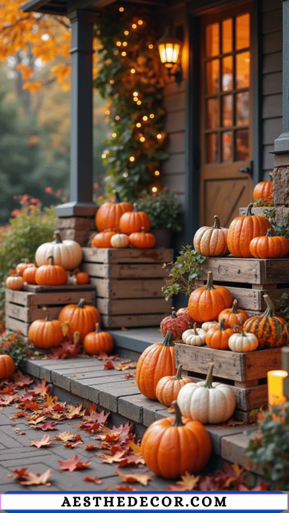 Wooden Crates with Pumpkins