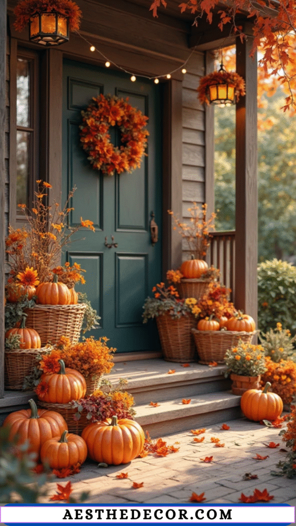 Woven Baskets with Pumpkins