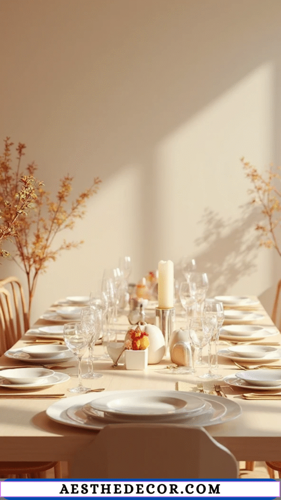18 Neutral Thanksgiving Table Ideas for Elegance 13 Clean White Plates and Simple Glasses