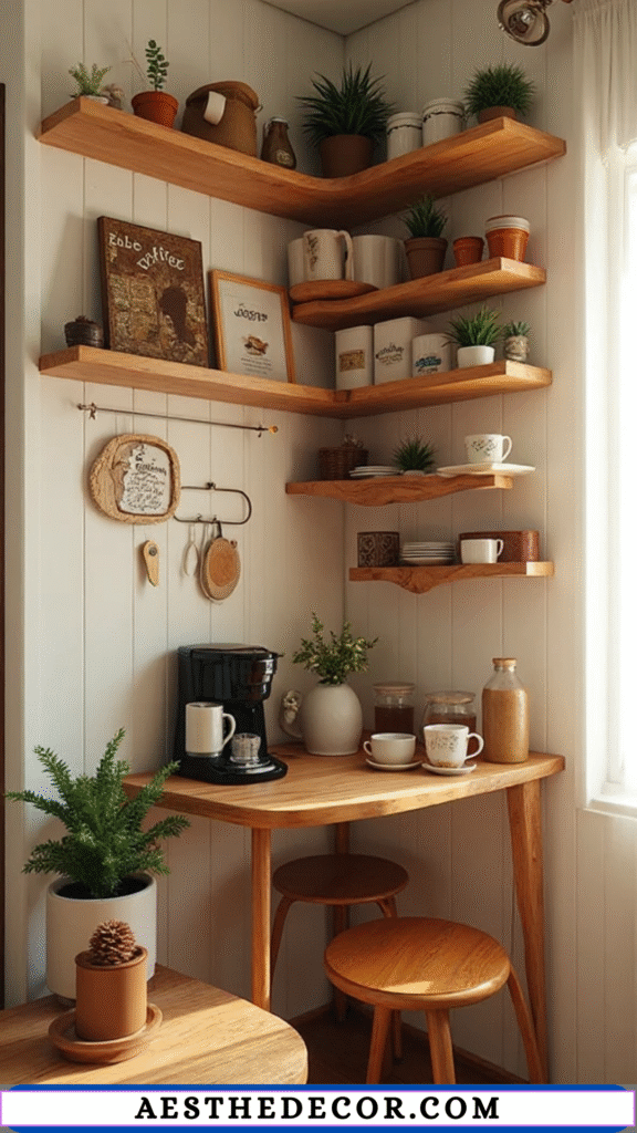 20 Amazing Coffee Bar Ideas for Small Apartments 12 Corner Shelves for Extra Storage