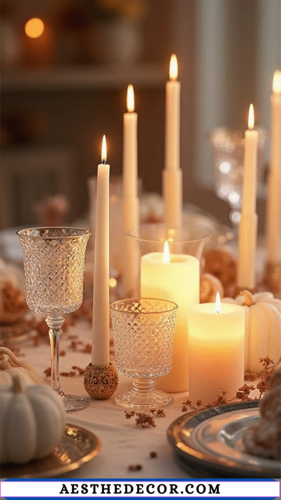 18 Neutral Thanksgiving Table Ideas for Elegance 4 Crystal Glassware and Candles