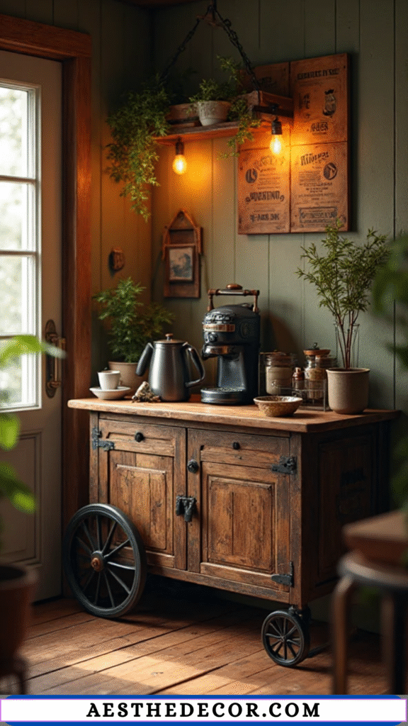 20 Amazing Coffee Bar Ideas for Small Apartments 6 Farmhouse Coffee Cart