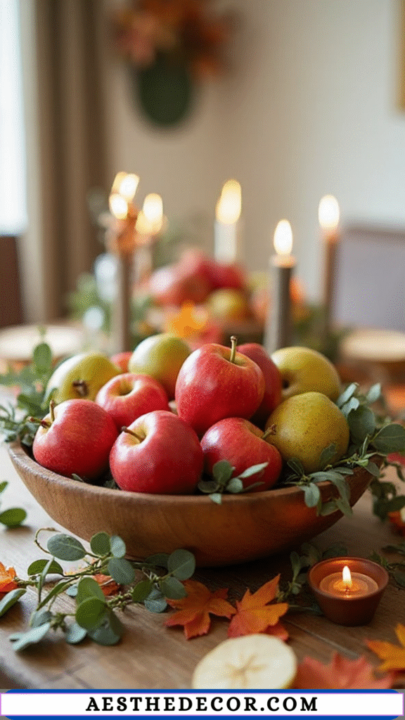18 DIY Thanksgiving Centerpieces for Table You Can Easily Create Yourself 9 Fruit and Greenery Bowl