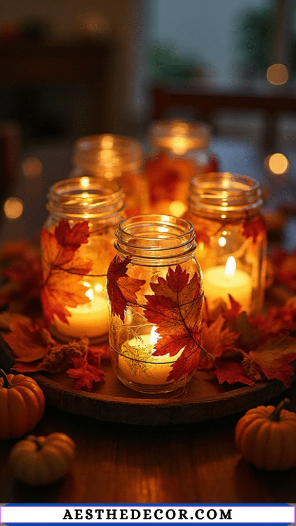 18 DIY Thanksgiving Centerpieces for Table You Can Easily Create Yourself 3 Mason Jar Candle Holders