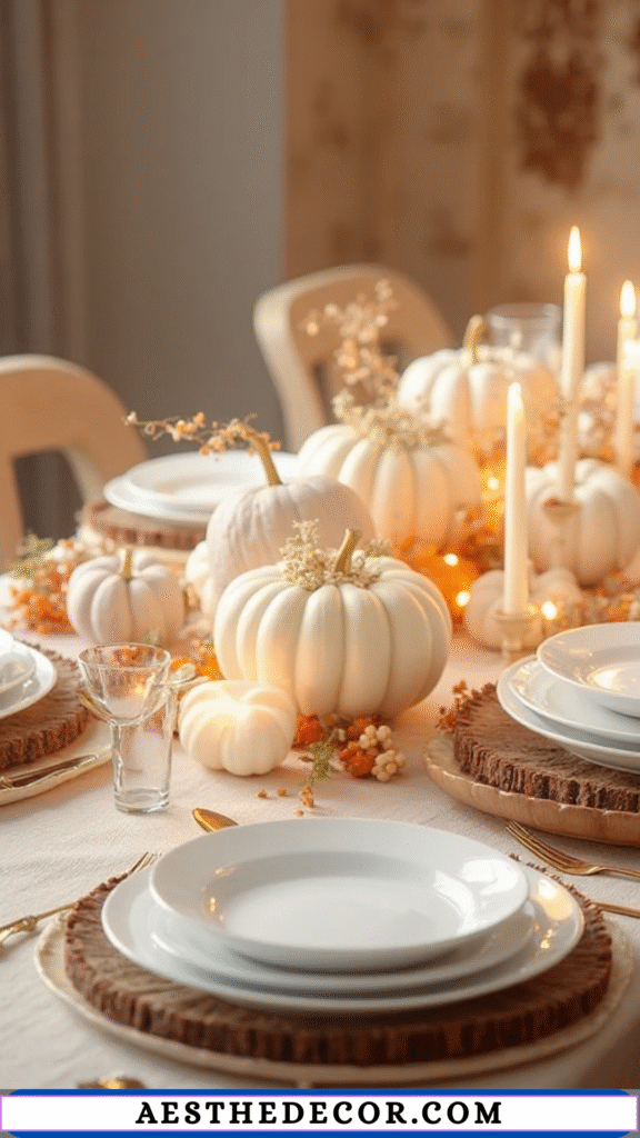 18 Neutral Thanksgiving Table Ideas for Elegance 21 Neutral Pumpkins as Décor