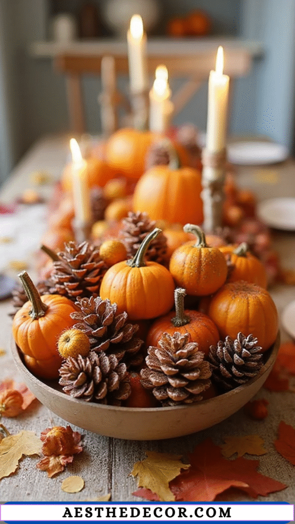 18 DIY Thanksgiving Centerpieces for Table You Can Easily Create Yourself 13 Painted Pinecones