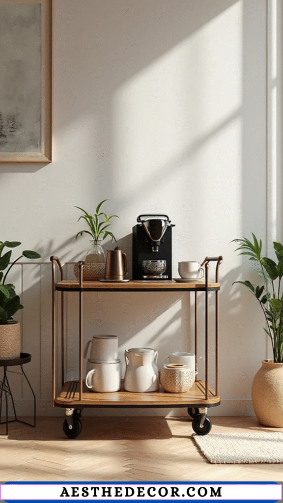 20 Amazing Coffee Bar Ideas for Small Apartments 19 Rolling Coffee Cart