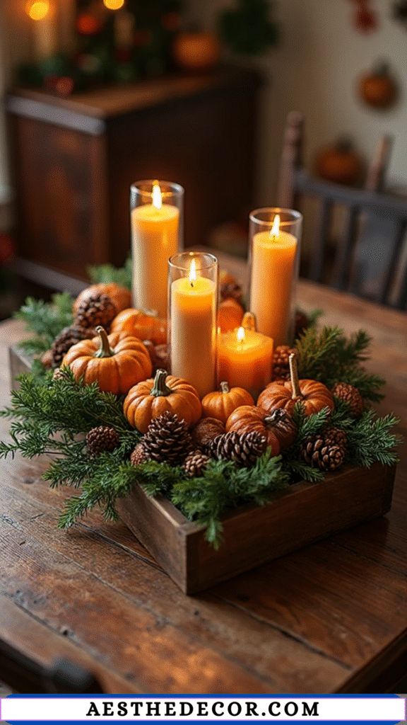 18 DIY Thanksgiving Centerpieces for Table You Can Easily Create Yourself 31 Rustic Wooden Tray