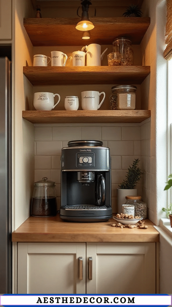 20 Amazing Coffee Bar Ideas for Small Apartments 18 Small Built-In Coffee Nook