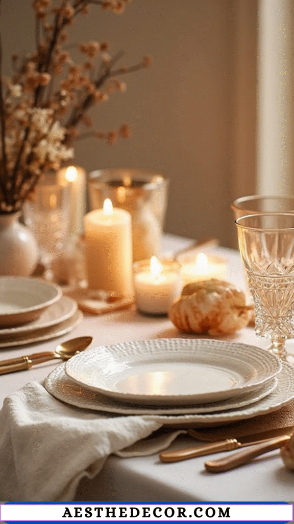 18 Neutral Thanksgiving Table Ideas for Elegance 12 Vintage Dishes and Glasses