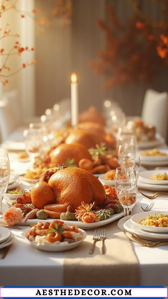 18 Neutral Thanksgiving Table Ideas for Elegance 18 White Plates and Beige Napkins