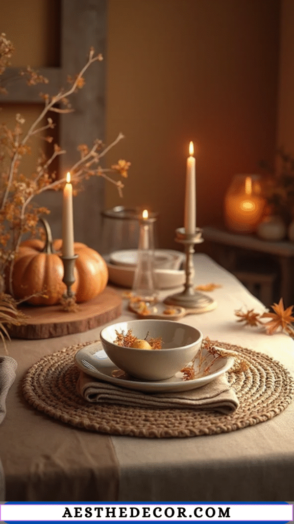 18 Neutral Thanksgiving Table Ideas for Elegance 11 Woven Placemats and Napkins