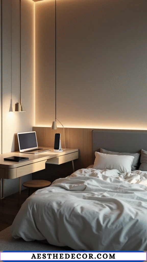 20 Minimalist Bedroom Decor Ideas for Men to Transform Your Space Today 17 Minimal Tech Setup
