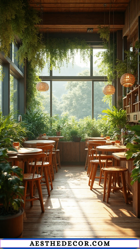 16 Cozy Coffee Shop Ideas for Stylish, Small, and Inviting Spaces 3 Natural Elements and Greenery