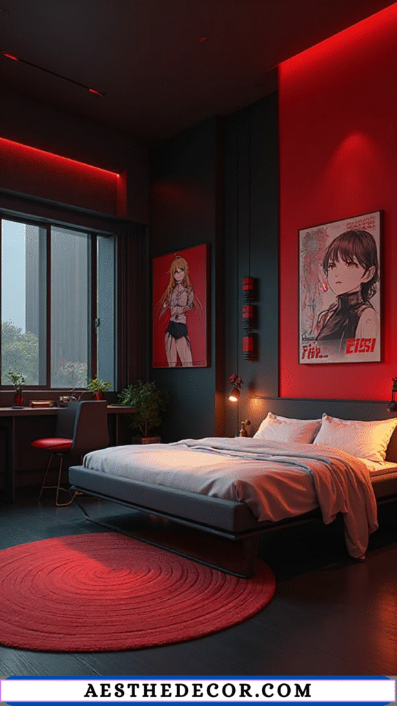 16 Epic Anime Bedroom Ideas Every Boy Will Love 9 Two-Tone Anime Walls