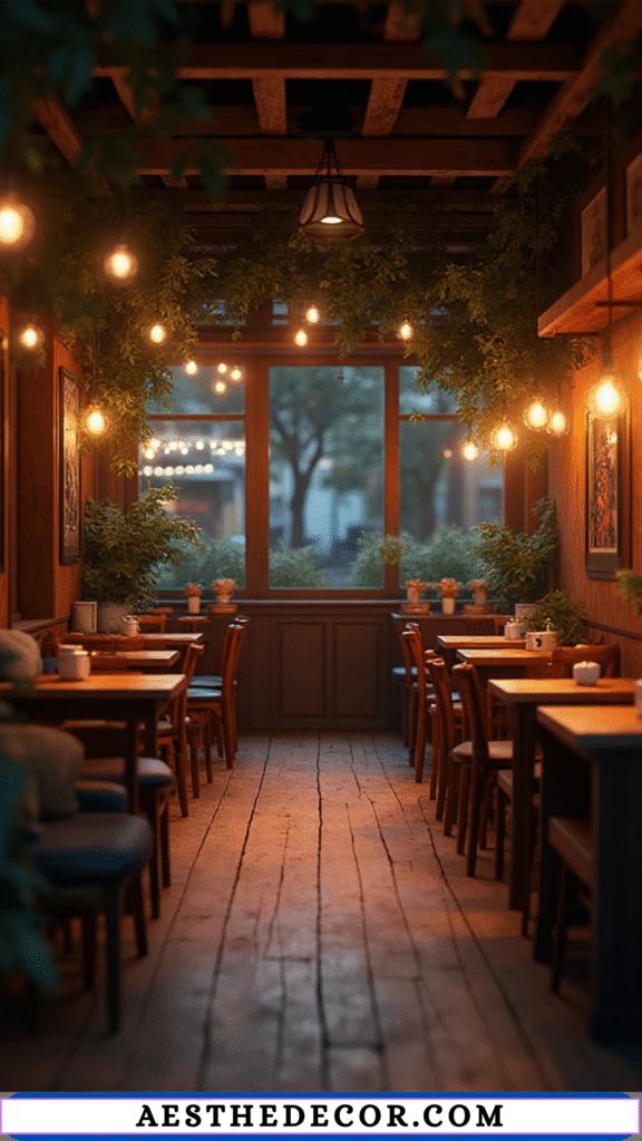 16 Cozy Coffee Shop Ideas for Stylish, Small, and Inviting Spaces 2 Warm Lighting and Soft Seating