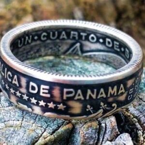 Panama Silver Quarter Balboa Coin Ring